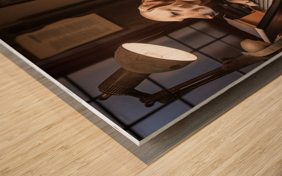 Golden Labradors Texting AI Wood print