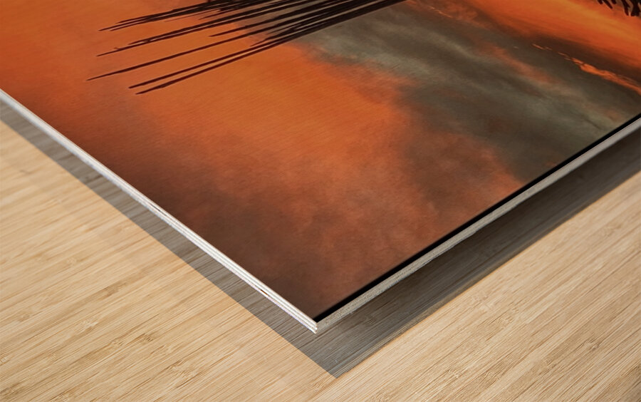 Orange Arizona Sky Wood print