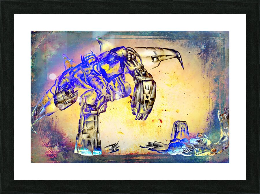 Cyborg fighting Picture Frame print