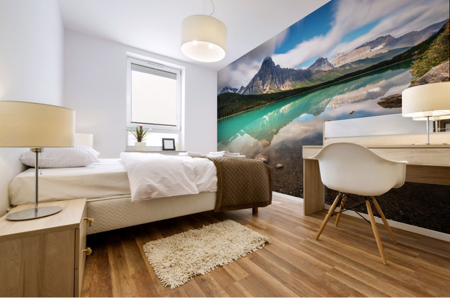 Mountain landscape and reflection Mural print