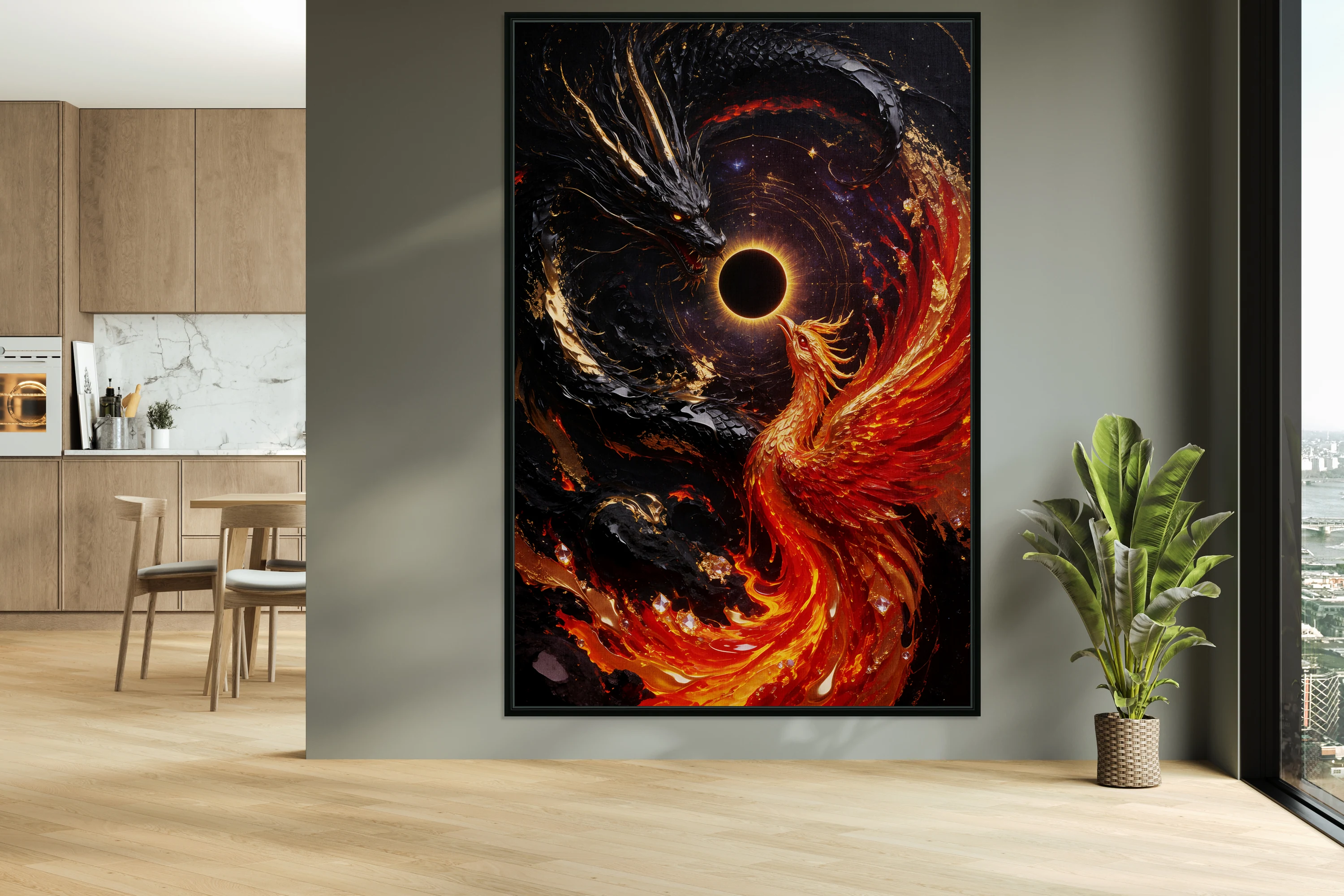 Cosmic Dragon And Phoenix Eclipse