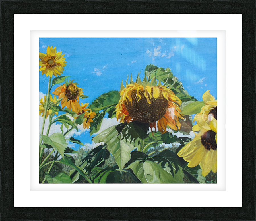 gardensunflowers border Picture Frame print