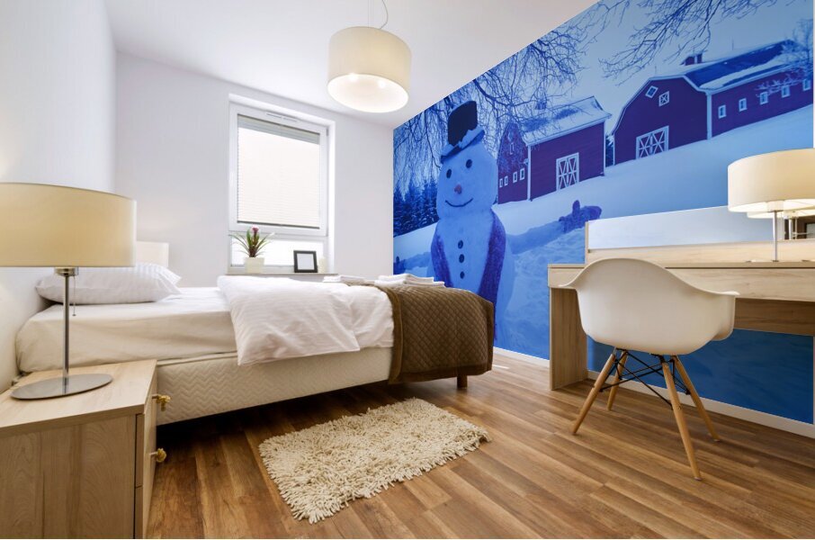 snowman barn Mural print