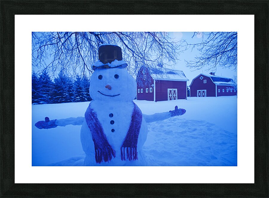 snowman barn Picture Frame print