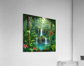 Enchanting waterfall in a lush jungle Acrylic Print