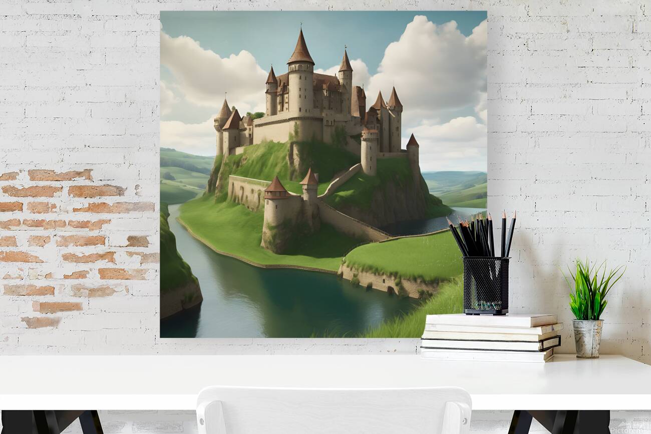 Medieval castle on a cliff Reproduction