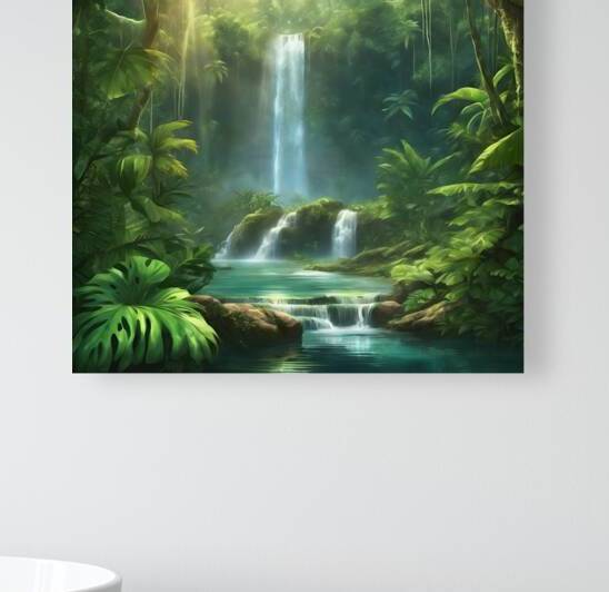 Beautiful waterfall in a lush jungle by nadir amar