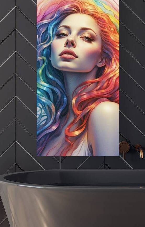 Rainbow like glow emanating from a woman’s face by nadir amar