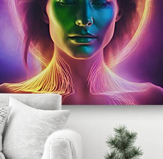 Rainbow like glow emanating from a woman’s face by nadir amar