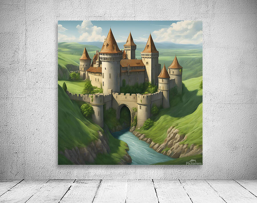 Medieval castle on a cliff Wall Preview
