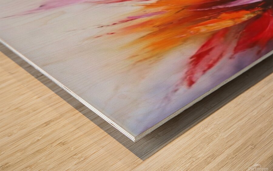 Abstract Feather Oil Painting on Canvas Wood print