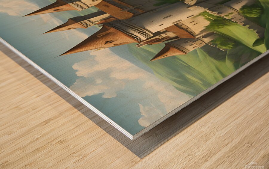 Medieval castle on a cliff Wood print