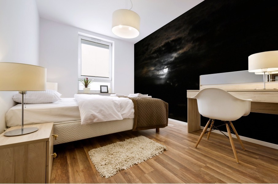 Full moon peeking Mural print