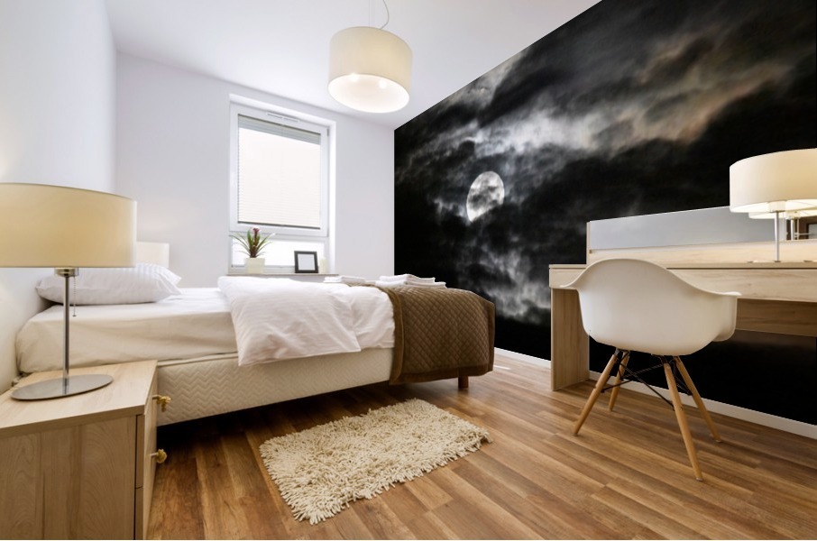 Full Moon cloudy Mural print