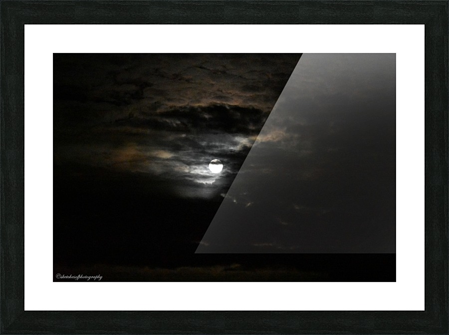 Full moon peeking Picture Frame print