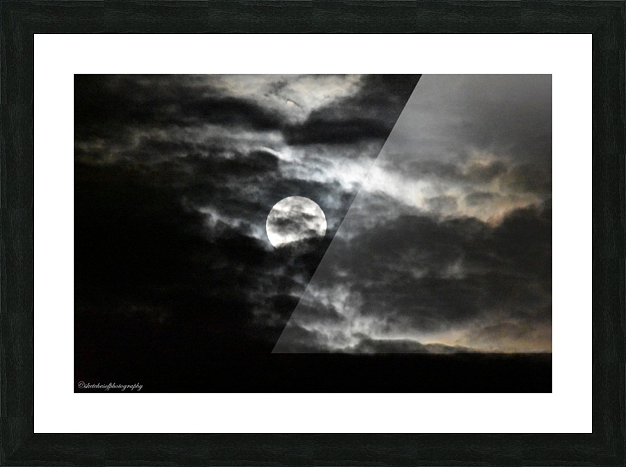Full Moon cloudy Picture Frame print
