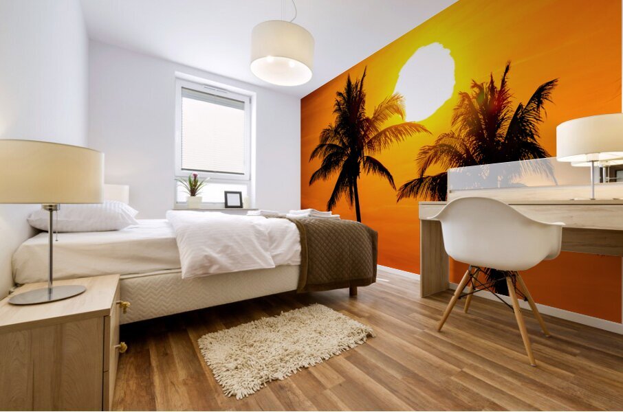 Red Palms Mural print