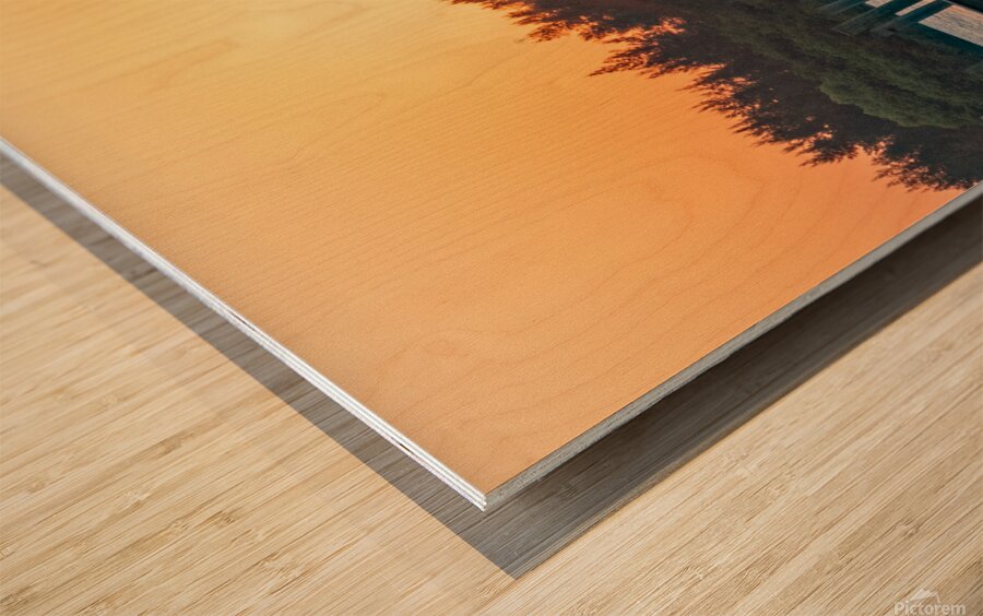 Sunset Dock Wood print