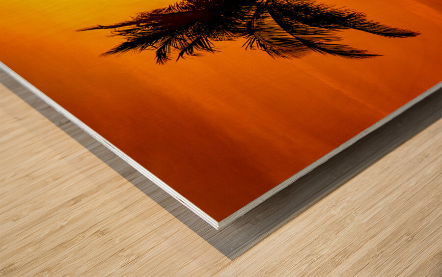 Red Palms Wood print