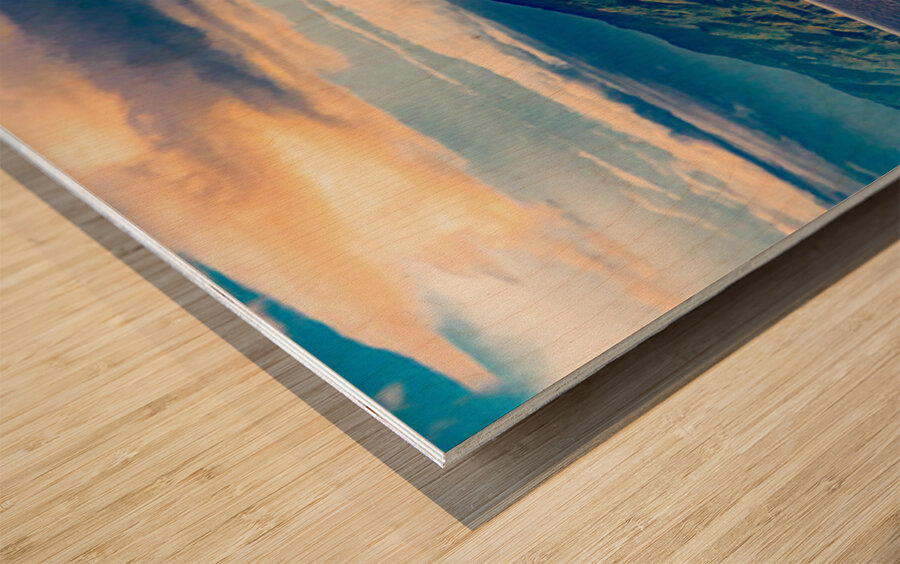 Mountain glow  Wood print