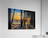 sunset pier surfer Acrylic Print