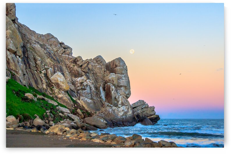 Moonset Over the Rock by RunAmuck Photography