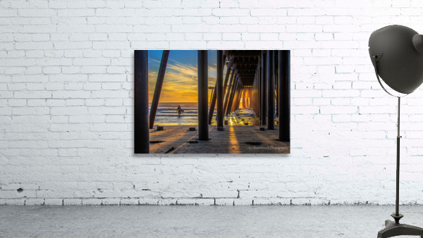 sunset pier surfer Wall Preview