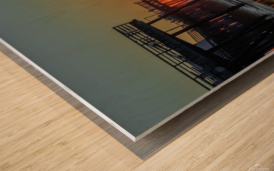 Surfer Sunset Wood print