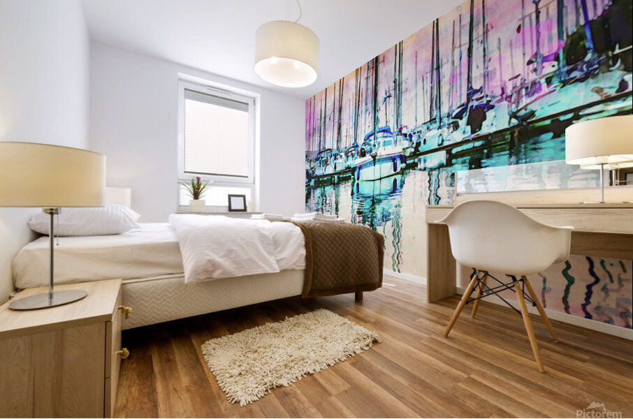 pink sky marina Mural print