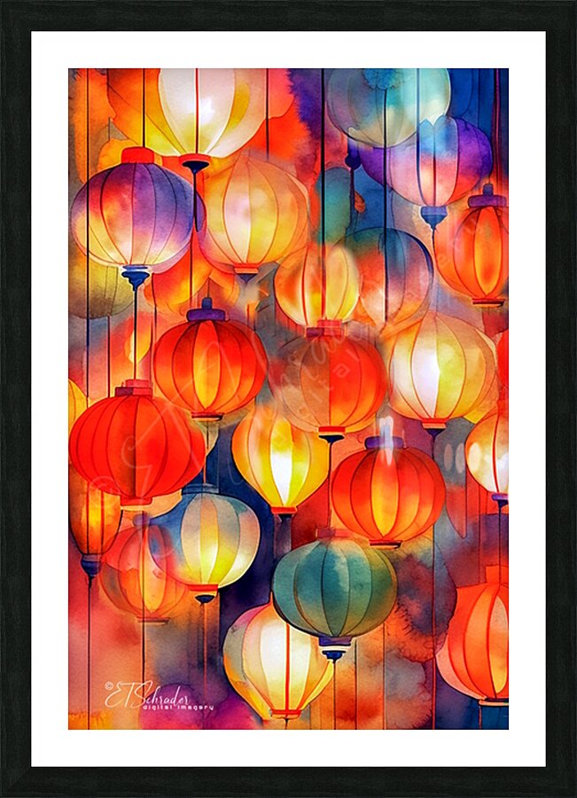 Cascading Asian Lanterns Picture Frame print