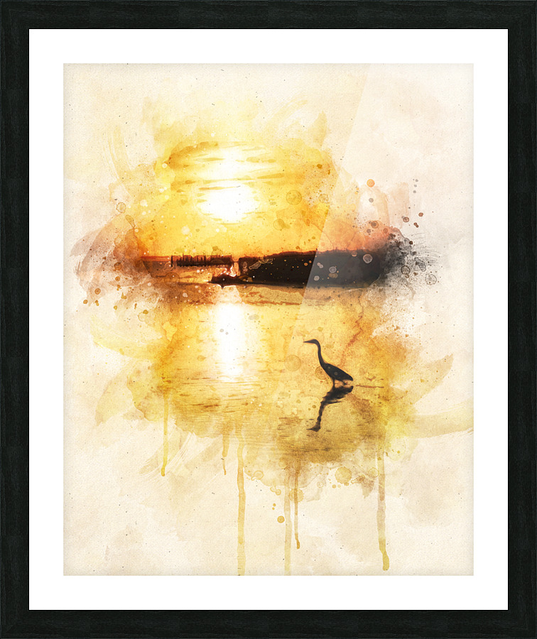 heron sunset Picture Frame print