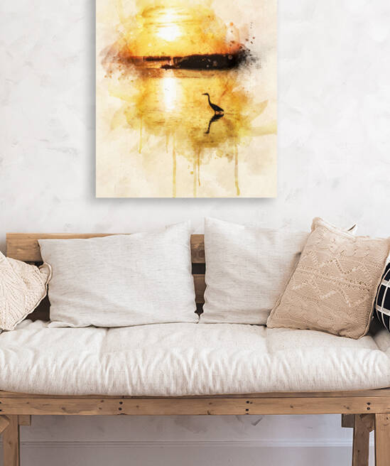 heron sunset Reproduction