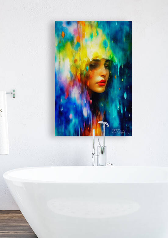 girl in colored raindrops by ETSchrader