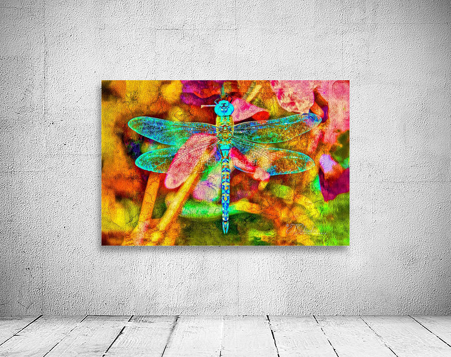 blue dragonfly floating Wall Preview