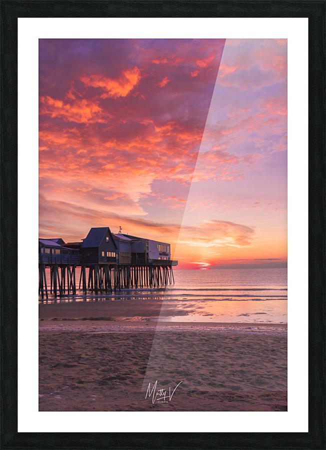Old Orchard Beach Burn Picture Frame print