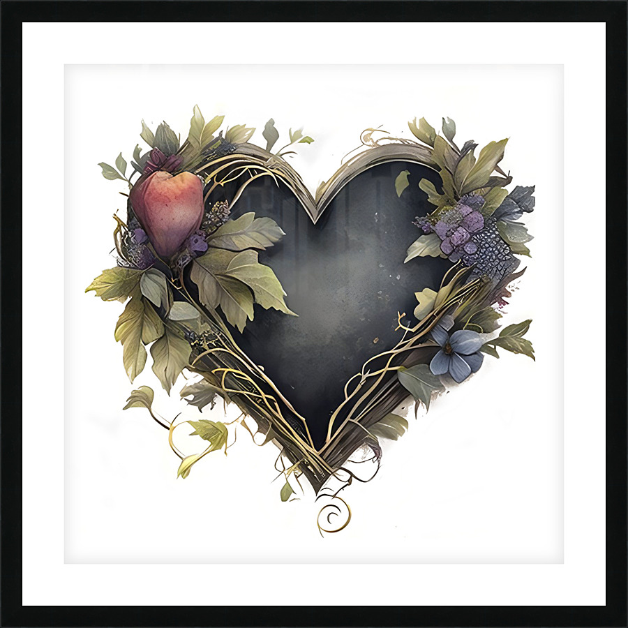 wreath heart Picture Frame print