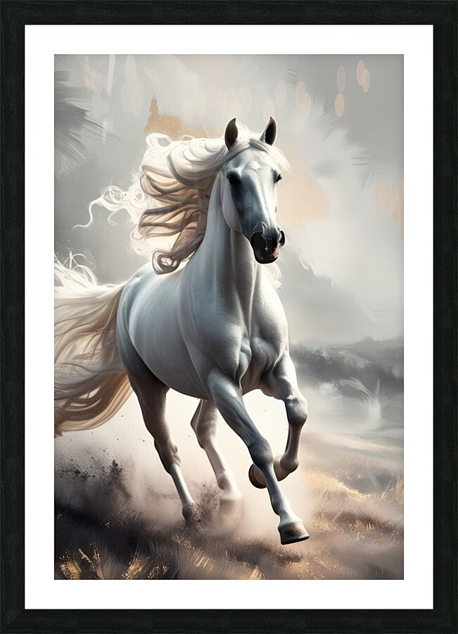 Majestic White Stallion in a Dreamy Realm Picture Frame print