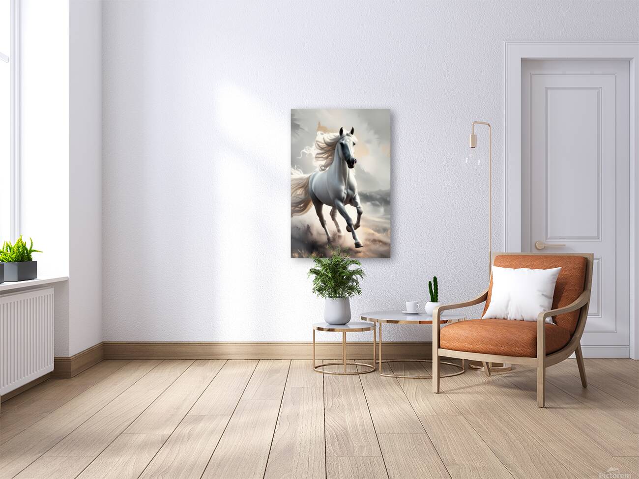Majestic White Stallion in a Dreamy Realm Reproduction