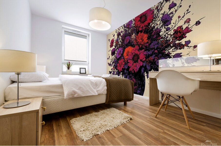 Red Floral  Mural print