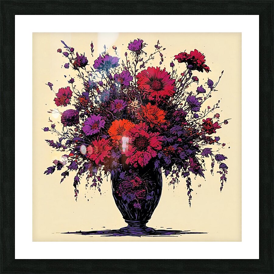 Red Floral  Picture Frame print