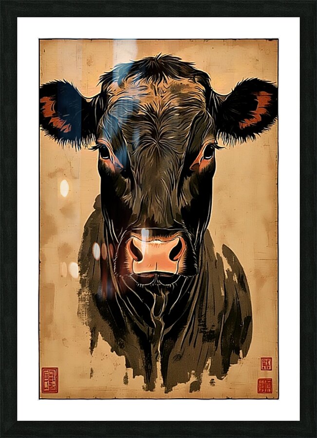 Black Cow Picture Frame print