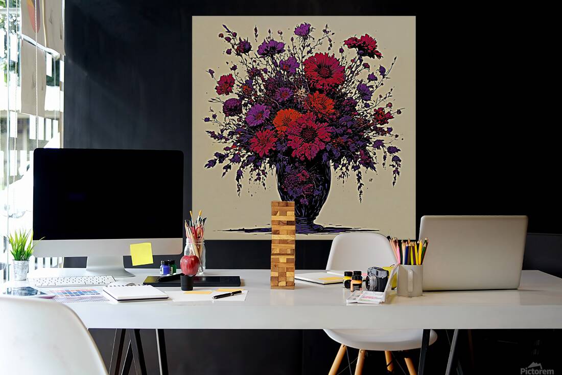 Red Floral  Reproduction