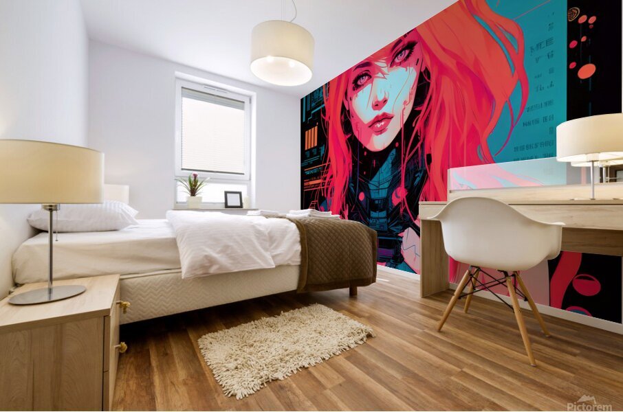 Synthwave Red 001 Mural print