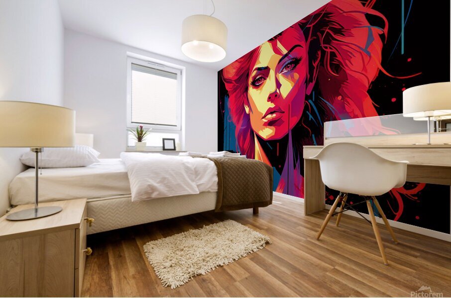 Synthwave Red 002 Mural print