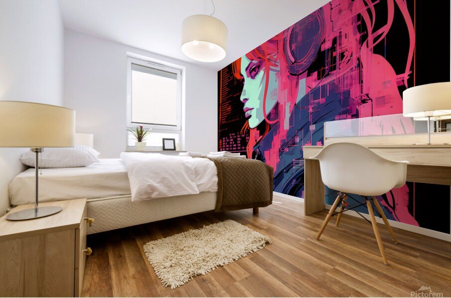 Synthwave Red 003 Mural print