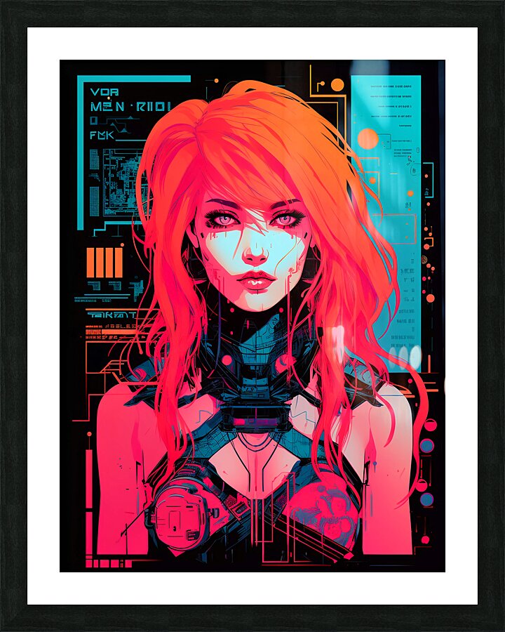 Synthwave Red 001 Picture Frame print