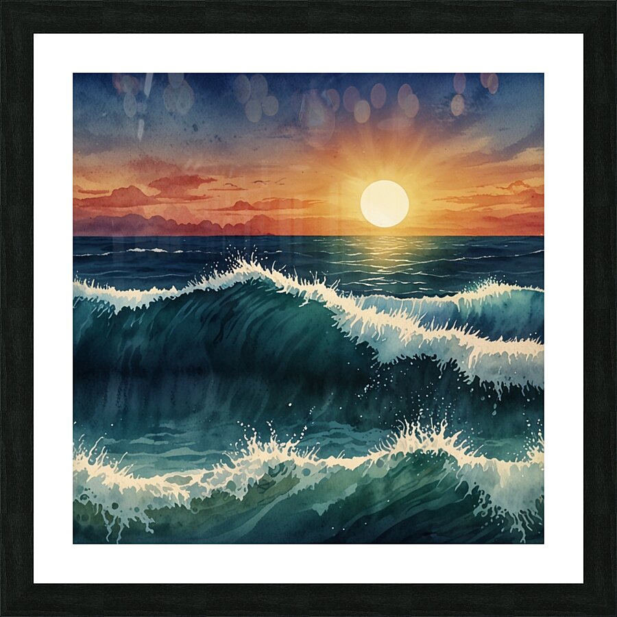 Leonardo Lightning XL Water color style for sea a Picture Frame print