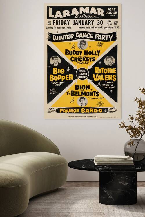 Buddy Holly & the Crickets 1959 Historic Winter Dance Party Concert Poster by Back Stage Archives