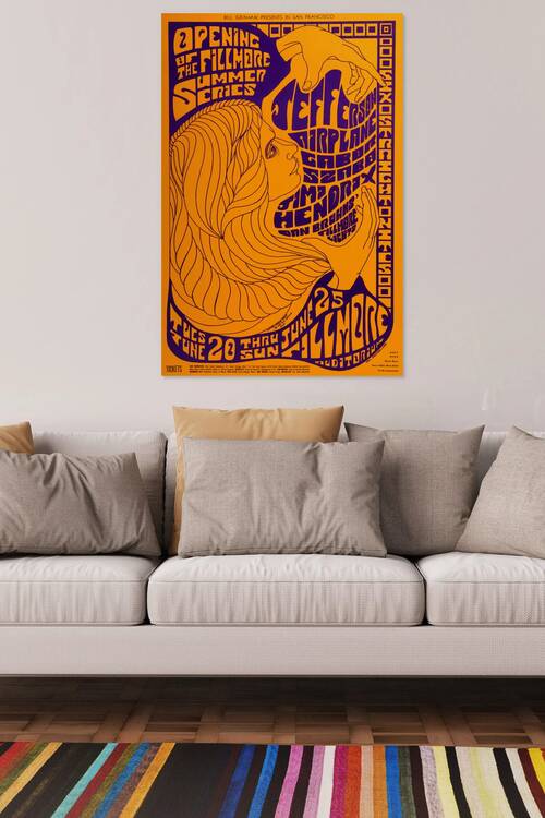 BG-69 Jimi Hendrix Jefferson Airplane 1967 Fillmore Concert Poster by Back Stage Archives