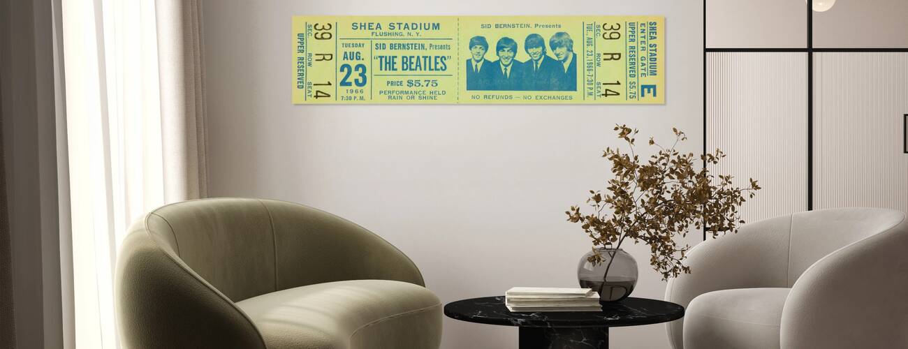 The Beatles 1966 Shea Stadium NY Concert Ticket by Back Stage Archives